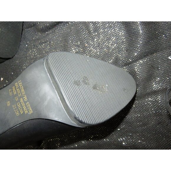 Newport News Easy Style Black Leather Buckle Embellished Heeled Ankle Booties 8 - Picture 15 of 16